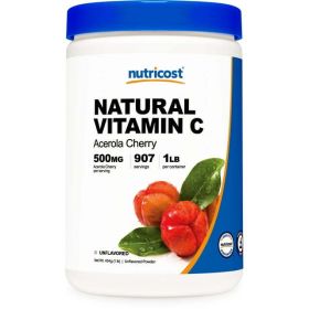 Nutricost Natural Vitamin C - Acerola Cherry Powder 1LB - Gluten Free & Non-GMO